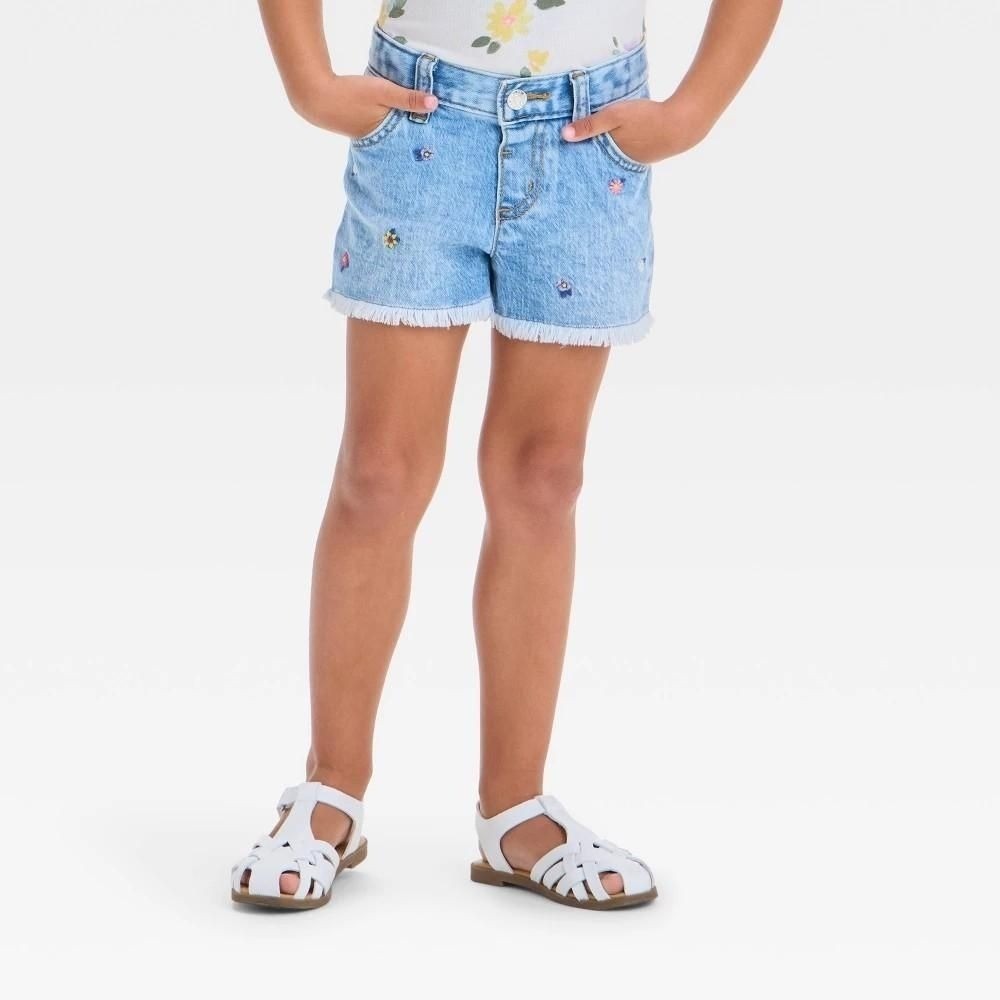 Toddler Girls' Floral Embroidered Shorts Cat & Jack 3T Adjustable Waist
